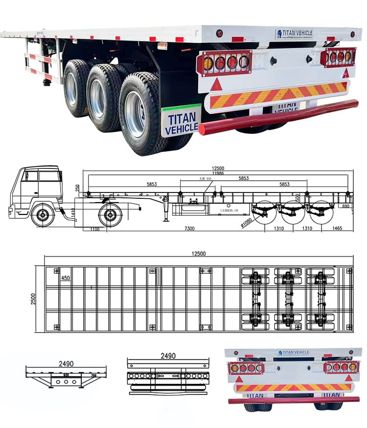 40Ft Tri Axle Flatbed Trailer for Sale Near Me in Tanzania