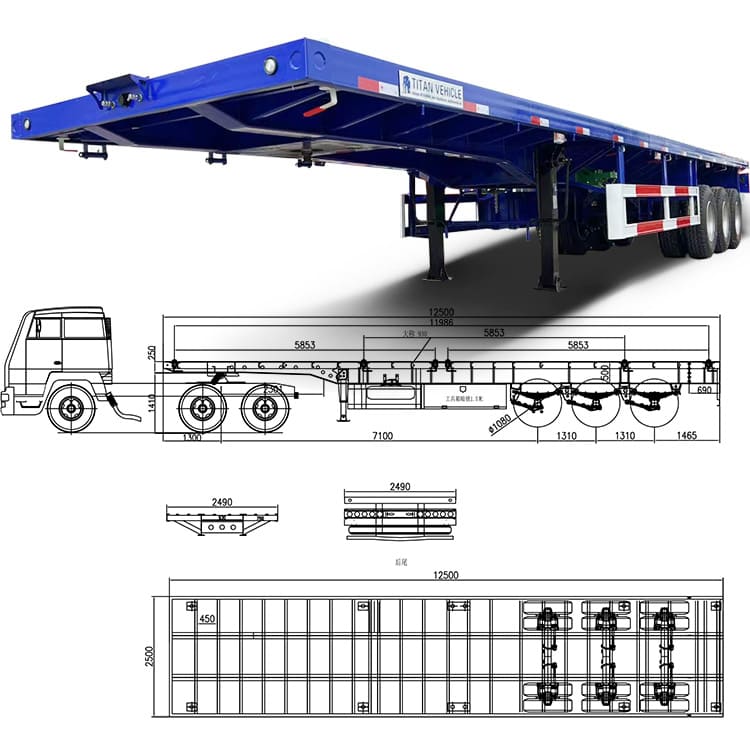 3 Axle 40 Foot Flatbed Semi Trailer for Sale Manufacturers