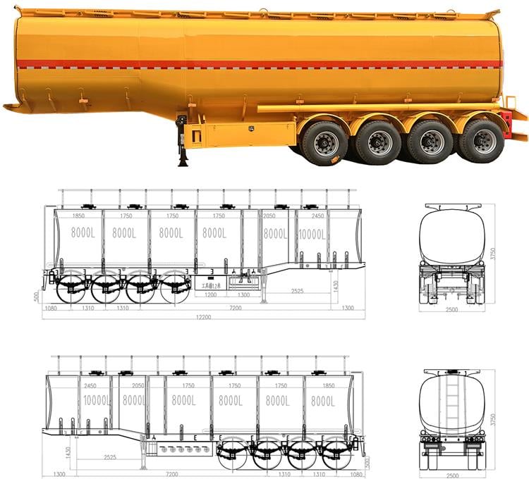 Semi Trailer Fuel Tanker Trailer for Sale Dimensions - Semi Tanker Trailer