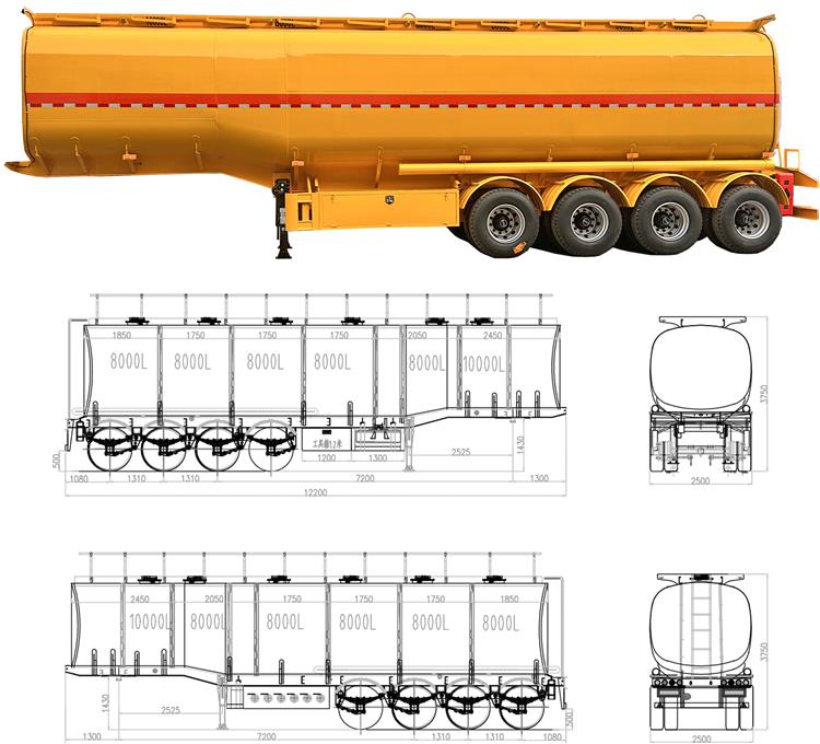 Semi Trailer Fuel Tanker Trailer for Sale Dimensions - Semi Tanker Trailer