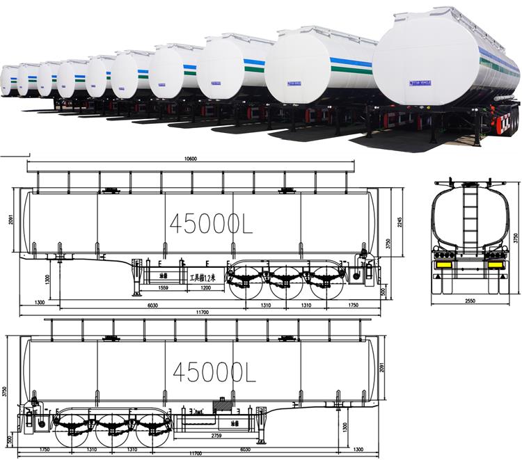 Semi Trailer Fuel Tanker Trailer for Sale Dimensions - Semi Tanker Trailer