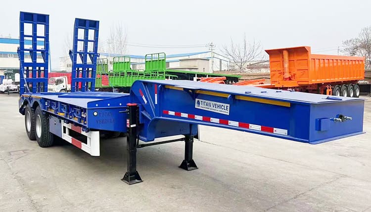 2 Axle Low Bed Semi Trailer Price | 60 Ton Low Bed Container Trailer for Sale