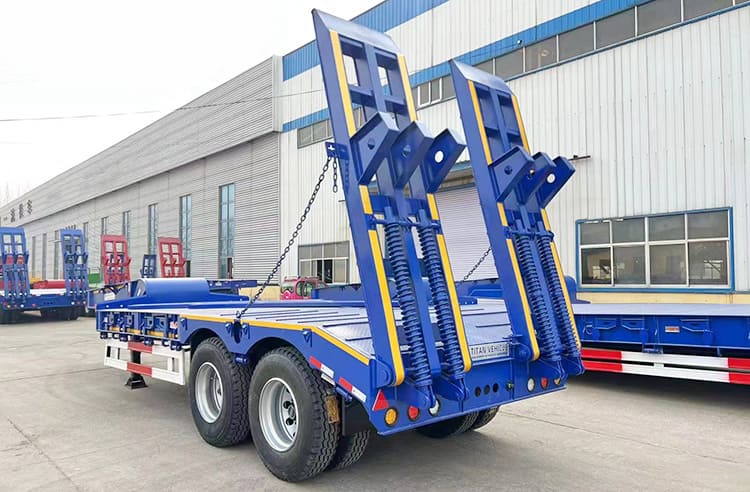 2 Axle Low Bed Semi Trailer Price | 60 Ton Low Bed Container Trailer for Sale