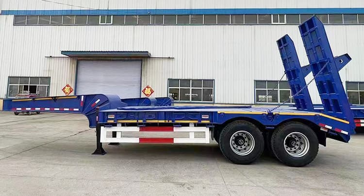 2 Axle Low Bed Semi Trailer Price | 60 Ton Low Bed Container Trailer for Sale
