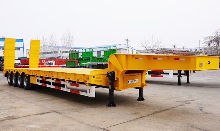 4 Axle 100T Lowbed Trailer for Sale with Hydraulic Ramps