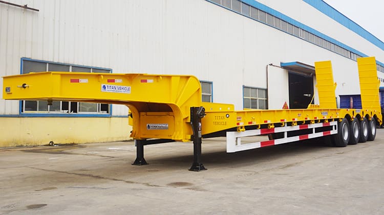 4 Axle 100T Lowbed Trailer for Sale with Hydraulic Ramps