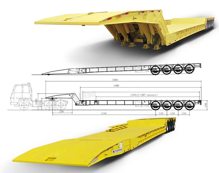 Folding Gooseneck Trailer for Sale | 100 Ton Folding Neck Lowboy for Sale