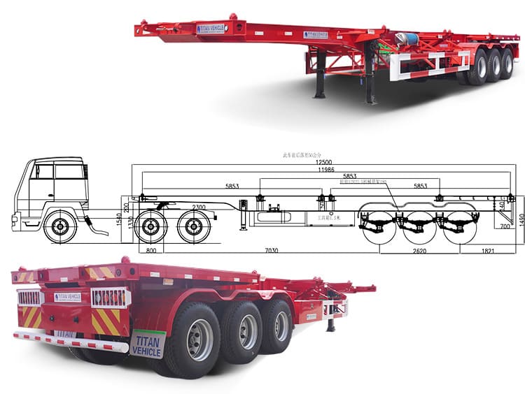 40Ft/20Ft Shipping Container Trailer for Sale | 3 Axle 40Ft Container Trailer Price