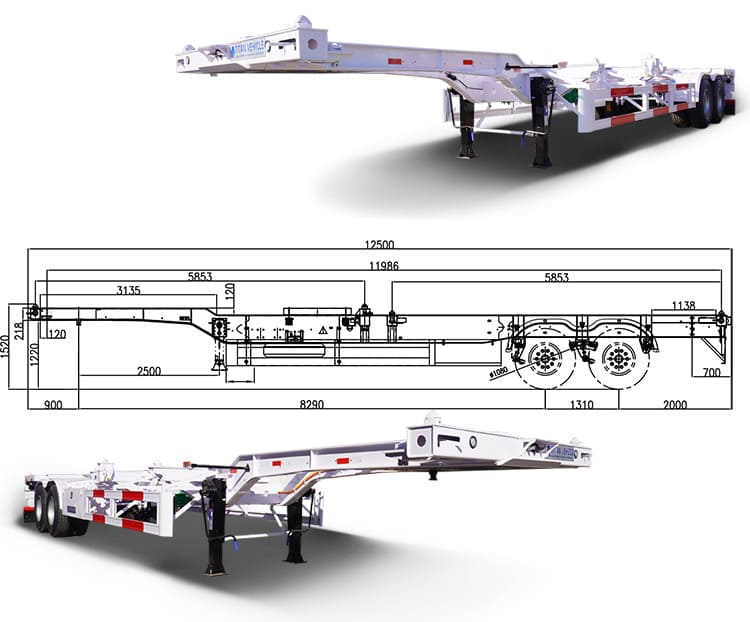 40Ft 2 Axle Gooseneck Skeletal Trailer for Sale Price