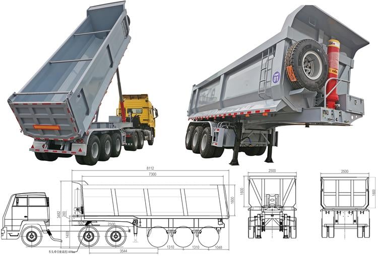 35 CBM Semi End Dump Trailer Capacity for Sale Tanzania