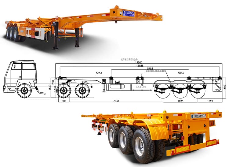 40Ft/20Ft Skel Trailer | Tri Axle Container Skeletal Trailer for Sale 