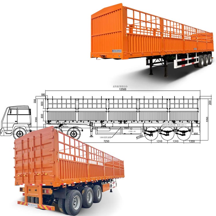 3 Axle 60 Ton Fence Cargo Semi Trailer for Sale Price