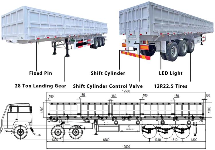 12.5m 34 Ton Side Dump Trailer for Sale In Ghana