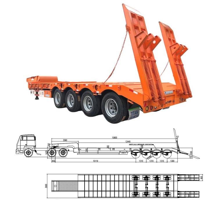 80T 4 Axle Semi Low Bed Trailer for Sale in Tanzania