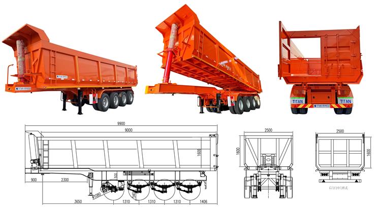 40CBM 4 Axle Dump Truck Trailer In Trinidad | Dumper Tipper Trailers