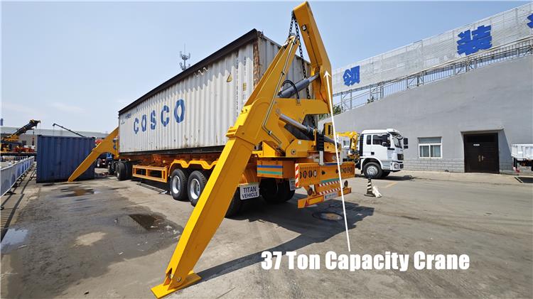 40 foot Side Loader Trailer with 37 Ton Capacity Crane