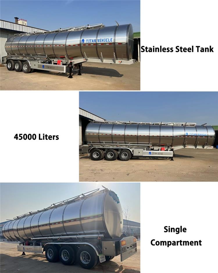 45000 Litres Stainless Steel Insulation Tank Semi Trailer for Sale - 2025 New Style