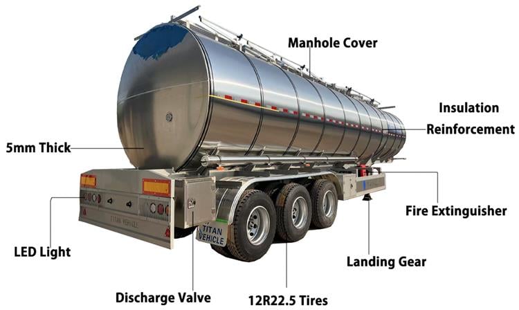 45000 Litres Stainless Steel Insulation Tank Semi Trailer for Sale - 2025 New Style
