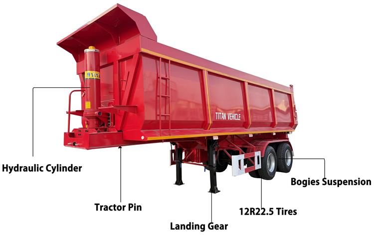 2 Axle Semi Tipper Trailer with Bogies Suspension for Sale In Jamaica