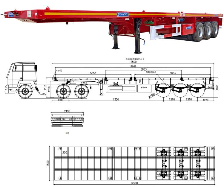 Flatbed Trailer Price - 40 FT Semi Flatbed Truck Trailer for Sale in Jamaica