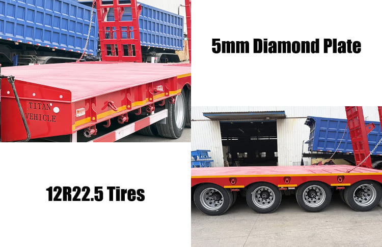 4 Axle 100 Ton Low Bed Semi Trailer Truck Price with Ramp for Sale in Tanzania