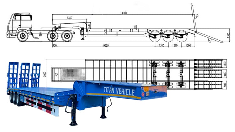 3 Axle 40 Feet Semi Lowbed Truck Trailer Price for Sale in Tanzania