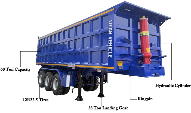 3 Axle 60 Ton Tipper Semi Trailer Price for Sale In Tanzania Dar es Salaam