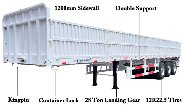 60 Ton 3 Axle Drop Side Semi Trailer for Sale | Trailer with Drop Side In Tanzania