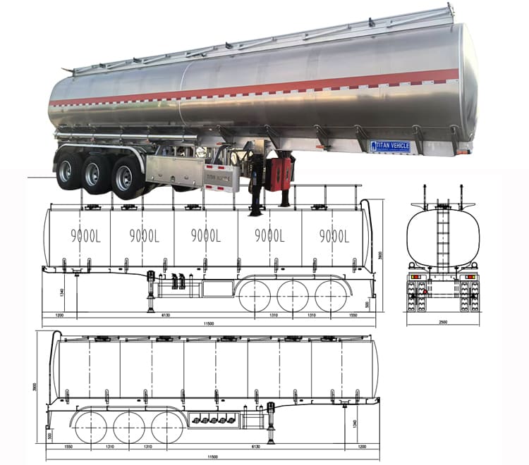 45000 Liters Aluminum Diesel Fuel Tank Trailer for Sale in Zimbabwe