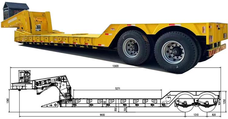 50 Ton Lowboy Semi Trailer for Sale Near Me in Guam- Lowboy Truck Trailer