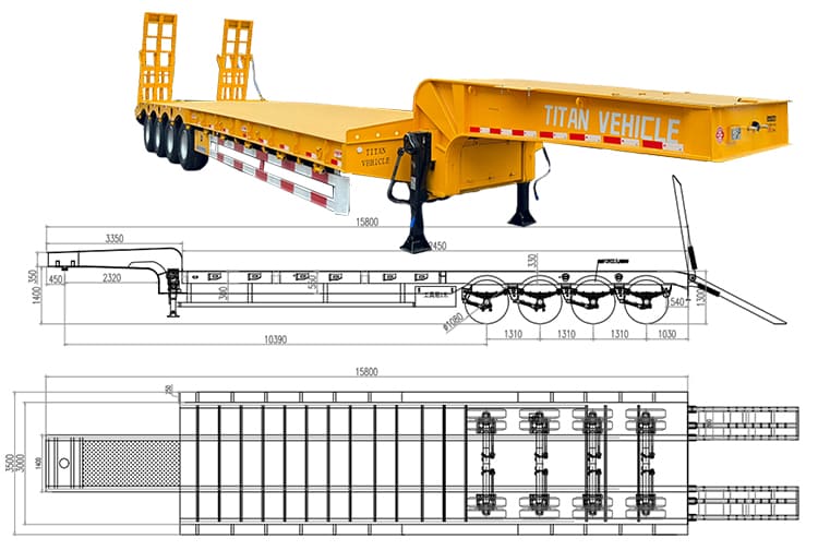 4 Axle Low Low Bed Semi Trailer Truck for Sale in Guam