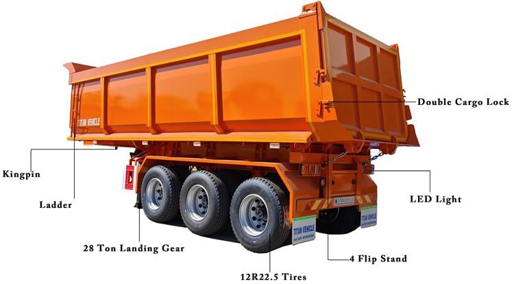 3 Axle 30CBM Tipper Trailer Price for Sale In Sierra Leone