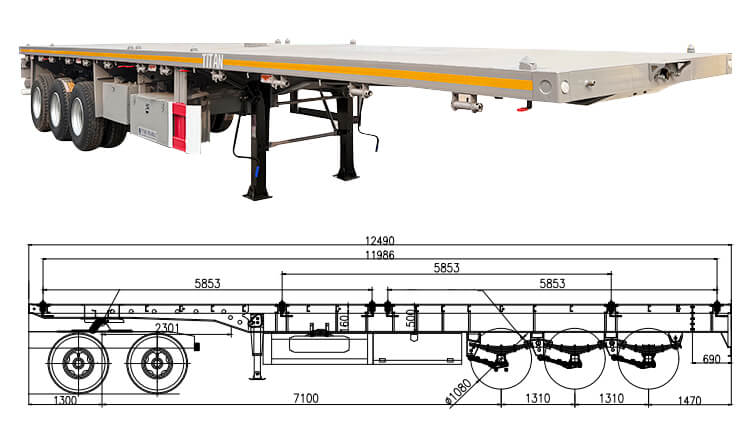 Titan 40 Feet Semi Flatbed Trailer for Sale Cost in Georgetown Guyana