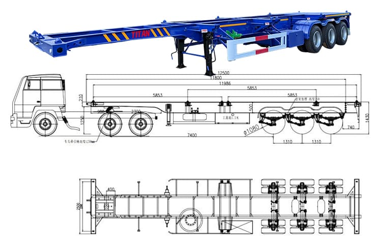 3 Axle 40 Feet Trailer Container Chassis for Sale in Congo