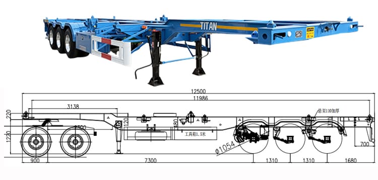 3 Axle Skeleton Container Semi Trailer Price for Sale in Congo