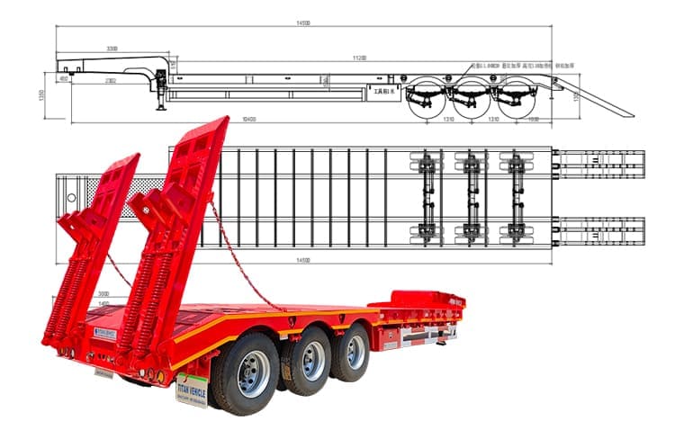 3 Axle Excavator Low Loader Trailer Truck for Sale in Zambia