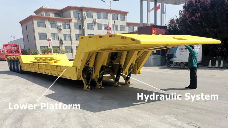 4 Axle 100 Ton Folding Neck Lowboy Gooseneck Trailer for Sale
