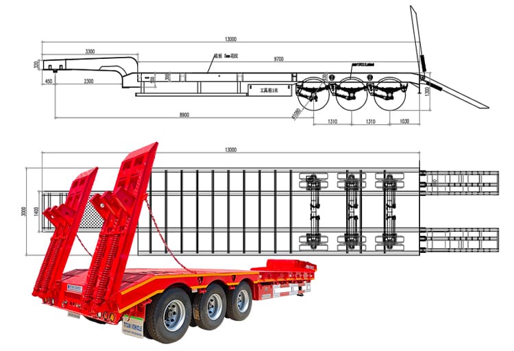 Heavy Load Excavator Semi Low Bed Trailer for Sale in Sierra Leone