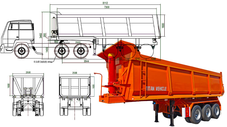 New Heavy Duty Hydraulic End Rock Dumper Trailer Truck Prices for Sale