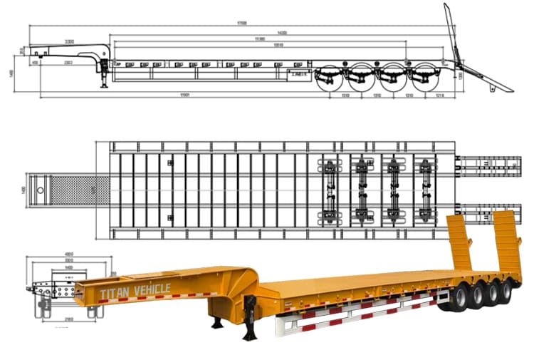 4 Axle 100T Lowbed Trailer Truck for Sale in Guyana