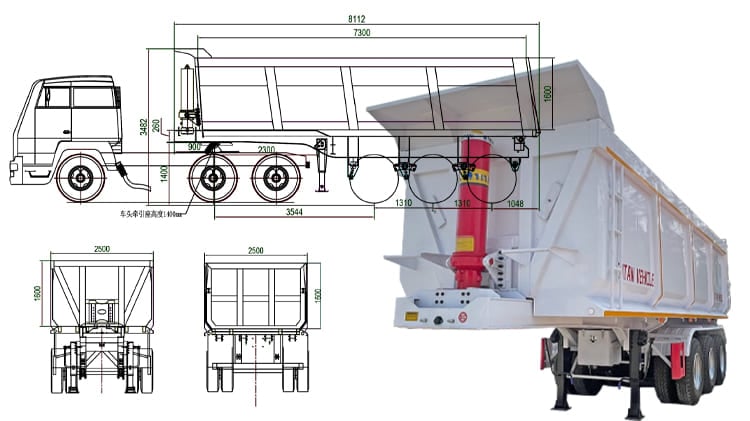 Tri Axle Chassis Semi Tipper Trailer Price for Sale in Senegal