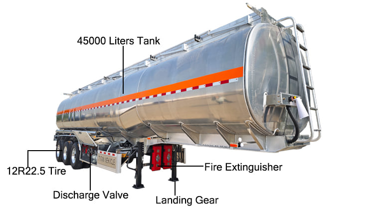 Heavy Aluminum Fuel Tanker Semi Trailers for Sale in Costa Rica