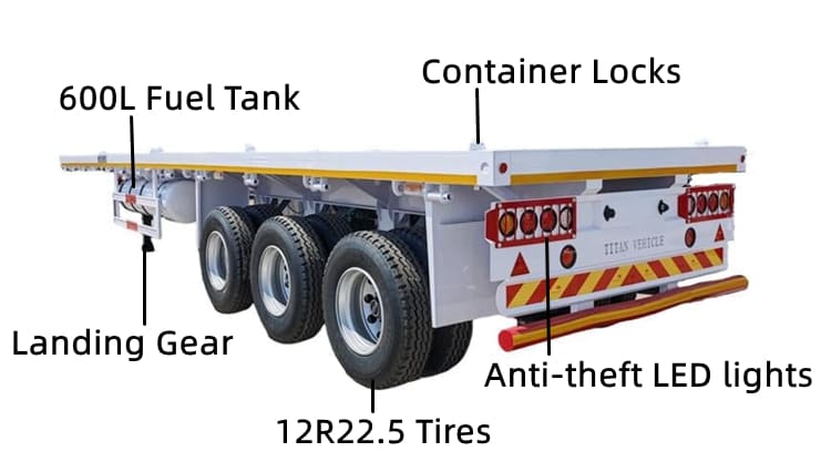Tri Axle Flatbed Tractor Truck Trailer for Sale in Rwanda
