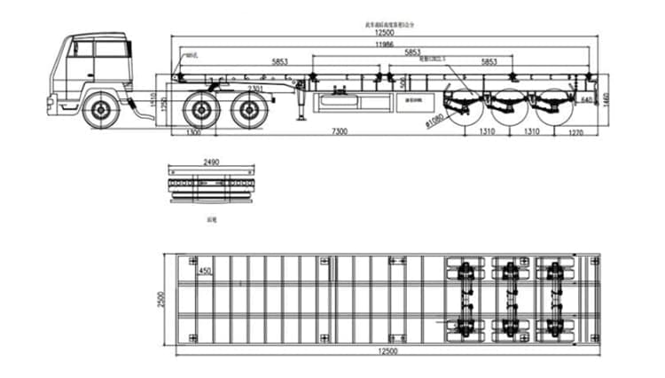 Tri Axle 40ft Flatbed Semi Truck Container Trailer for Sale in Uganda