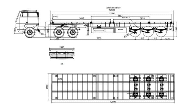 Tri Axle 40ft Flatbed Semi Truck Container Trailer for Sale in Uganda