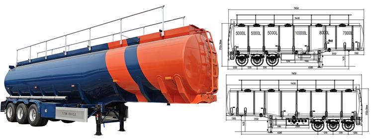 40000 Liters Oil Tanker Trailer with 6 Compartment for Sale In Zambia