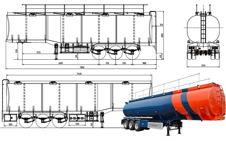 42000 Liters Diesel Fuel Tank Trailer for Sale in Uganda