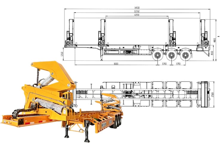 37 Ton 40Ft Container Side Loader Trailer for Sale in Guyana