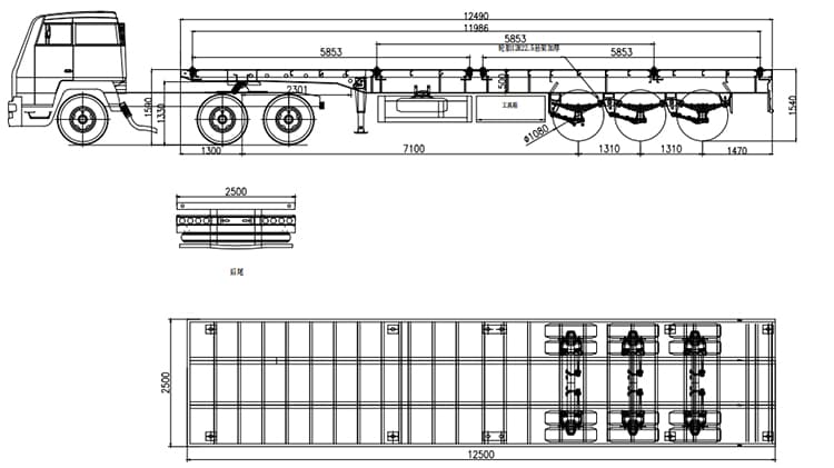 3 Axle 40FT Flatbed Semi Trailer for Sale in Sierra Leone