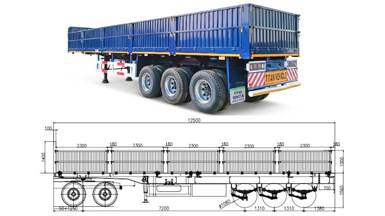 Titan Tri Axle Side Wall Semi Trailer for Sale in Zambia